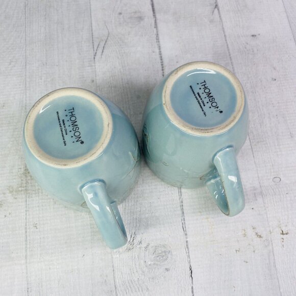 Thomson Pottery CAPE COD Embossed Seashells Stoneware 10.5oz 4"T Cups Mugs Set 2 - Picture 8 of 15